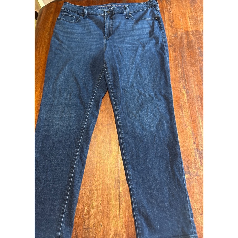 Chico's So Slimming Girlfriend Slim Leg Ankle Jeans Women 14R Dark Wash